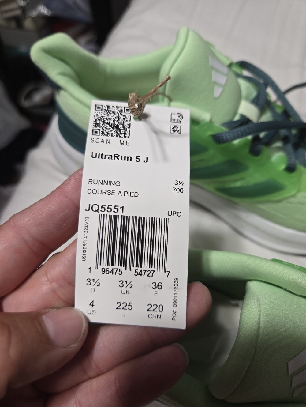 Adidas Ultrarun 5 Junior Green Sz 4 Youth NWT - Picture 6 of 8